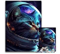 Puzzle da 1000 pezzi per adulti raffigurante un gatto astronauta nello spazio, rompicapo impegnativo per adolescenti, divertente serata di giochi in famiglia, 26X38CM/10,23x14,96 pollici.