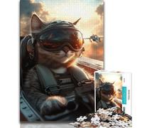 Puzzle da 1000 pezzi per adulti raffigurante un gatto aviatore, aiuta il cervello a esercitare i giocattoli che creano dipendenza e coltivano la pazienza, un'opera d'arte (50x75cm)