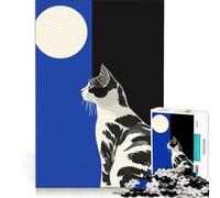 Puzzle da 1000 pezzi per adulti, raffigurante un gatto che guarda la luna, gioco interattivo, taglio di precisione, regalo di compleanno, regalo 50x75cm