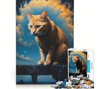 Puzzle da 1000 pezzi per adulti, raffigurante un gatto che osserva il territorio, gioco rompicapo, taglio di precisione, collezione d'artista, opera d'arte 38x26cm