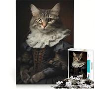 Puzzle da 1000 pezzi per adulti, raffigurante un gatto in abito rinascimentale, un gioco rompicapo, con taglio di precisione, parte di una collezione d'artista e un'opera d'arte 50x75cm