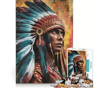 Puzzle da 1000 pezzi per adulti raffigurante un guerriero nativo americano gioco educativo di difficoltà elevata ideale come regalo di compleanno o per occasioni speciali 38x52cm