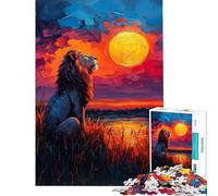 Puzzle da 1000 pezzi per adulti raffigurante un leone sotto il sole Un gioco divertente che stimola l'analisi e la logica Difficile e stimolante (dimensioni 38x52cm)