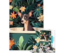 Puzzle da 1000 pezzi per adulti raffigurante un levriero in una vasca da bagno gioco educativo e stimolante ideale per la decorazione della casa o come regalo di Babbo Natale segreto (50x75cm)