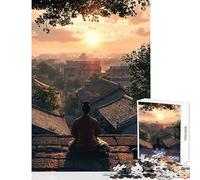 Puzzle da 1000 pezzi per adulti raffigurante un monaco all'alba gioco educativo decorazione per la casa giocattolo fai da te che aiuta ad allenare il cervello (50x75cm)