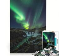 Puzzle da 1000 pezzi per adulti, raffigurante un paesaggio con aurora boreale e cascata, gioco interattivo, taglio di precisione, regalo di compleanno, 50x75cm