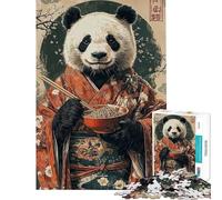 Puzzle da 1000 pezzi per adulti raffigurante un panda in kimono che mangia ramen Puzzle per ragazzi con schema di assemblaggio ideale per l'interazione genitore-figlio per e come