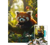 Puzzle da 1000 pezzi per adulti raffigurante un panda rosso nella foresta Giocattolo educativo divertente una sfida impegnativa regalo per donne e uomini (dimensioni 38x52cm)