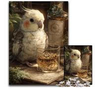 Puzzle da 1000 pezzi per adulti,raffigurante un pappagallo che beve un drink Puzzle in legno per il divertimento in famiglia,adatti come decorazione da scrivania per bambini dai 14 anni in su