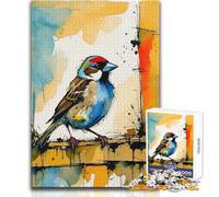 Puzzle da 1000 pezzi per adulti, raffigurante un passero domestico, dipinto ad acquerello, gioco di sfida unico, corsa di velocità a mano, giocattolo educativo, dimensioni 38x52cm