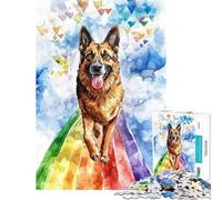 Puzzle da 1000 pezzi per adulti raffigurante un pastore tedesco e il ponte arcobaleno Puzzle antistress da 1000 pezzi che migliora la memoria compleanno e Natale (38x26cm)