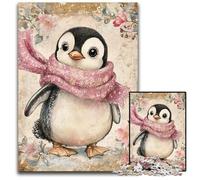 Puzzle da 1000 pezzi per adulti, raffigurante un pinguino che indossa una sciarpa, in cartone, Halloween, Pasqua e Capodanno, 26x38cm