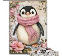 Puzzle da 1000 pezzi per adulti, raffigurante un pinguino che indossa una sciarpa Puzzle da 1000 pezzi perfetto per il divertimento in famiglia, per compleanni e Natale Dimensioni: 26x38cm