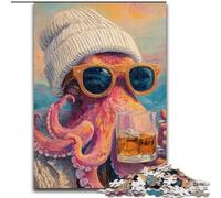 Puzzle da 1000 pezzi per adulti, raffigurante un polpo che beve Puzzle in cartone per adulti, perfetto regalo di Natale e Capodanno, regalo per le feste (dimensioni 26x38cm)