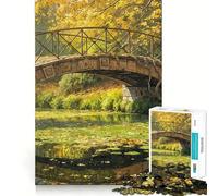 Puzzle da 1000 pezzi per adulti,raffigurante un ponte autunnale sul laghetto,con bordi sottili Un gioco divertente e rilassante,perfetto per compleanni e hobby (38x26cm)