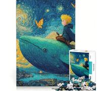 Puzzle da 1000 pezzi per adulti, raffigurante un ragazzo che cavalca una balena sopra la città, di Van Gogh Giochi divertenti, interazione genitore-figlio, con poster e foglio di curiosità abbinati