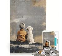 Puzzle da 1000 pezzi per adulti raffigurante un ragazzo e un cane che osservano le stelle, un'opera d'arte educativa, ideale per l'interazione genitore-figlio e come regalo per tutta la famiglia