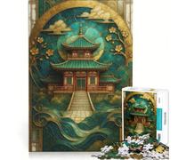 Puzzle da 1000 pezzi per adulti, raffigurante un tempio giapponese con vetrate artistiche, gioco per famiglie, rilassante e stimolante per le coppie 38x26cm