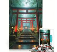 Puzzle da 1000 pezzi per adulti, raffigurante un tempio giapponese nella foresta di bambù Gioco pratico, migliora la memoria, compleanno e Natale 50x75cm