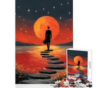 Puzzle da 1000 pezzi per adulti raffigurante un uomo che cammina sui gradini verso la luna giocattolo educativo regalo divertente giochi educativi per migliorare l'amore tra coppie dimensioni 38x52cm