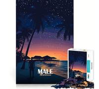 Puzzle da 1000 pezzi per adulti,raffigurante un uomo delle Maldive di notte,con dettagli nitidi e un'opera d'arte stimolante Gioco divertente per il tempo libero,decorazione natalizia da parete