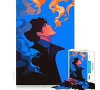 Puzzle da 1000 pezzi per adulti,raffigurante un uomo sognante e del fumo,in stile minimalista e astratto Illustrazione di precisione,divertente e stimolante Gioco tranquillo,ideale e hobby perfetto