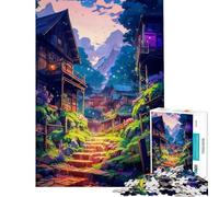 Puzzle da 1000 pezzi per adulti raffigurante un villaggio di montagna giapponese Gioco rilassante corsa a tempo regalo perfetto per gli appassionati di videogiochi (dimensioni: 38x26cm)