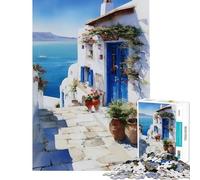 Puzzle da 1000 pezzi per adulti raffigurante un villaggio di un'isola greca dipinto ad acquerello Un gioco avvincente per coltivare la pazienza ideale per tutta antistress e come regalo di compleanno