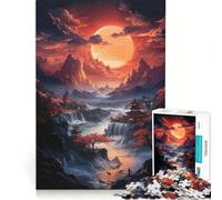 Puzzle da 1000 pezzi per adulti, raffigurante un villaggio giapponese con cascata, ideale per il relax, con taglio di precisione e perfetto come decorazione da scrivania 38x52cm