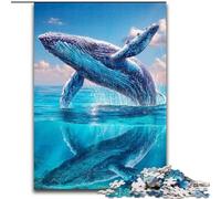 Puzzle da 1000 pezzi per adulti, raffigurante una balena che salta fuori dal mare, realizzato in cartone, adatto per compleanni, Halloween, Ringraziamento, Pasqua, dimensioni 38x26cm
