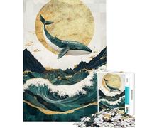 Puzzle da 1000 pezzi per adulti raffigurante una balena che salta tra le onde Puzzle fai-da-te per adulti antistress e divertente attività da fare a casa (dimensioni 38x26cm)