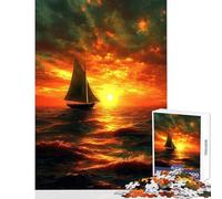 Puzzle da 1000 pezzi per adulti raffigurante una barca a vela al tramonto sull'oceano Giochi educativi decorazioni per la casa giocattoli fai da te che aiutano ad allenare il cervello (26x38cm)