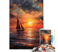 Puzzle da 1000 pezzi per adulti raffigurante una barca all'alba dipinto ad olio Gioco divertente per adulti analisi e logica difficile e stimolante (dimensioni 50x75cm)