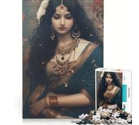 Puzzle da 1000 pezzi per adulti, raffigurante una bellissima donna indiana, un gioco rompicapo, un'attività di assemblaggio che rafforza il legame di coppia 50x75cm
