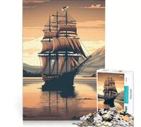 Puzzle da 1000 pezzi per adulti, raffigurante una bellissima nave a vela, un gioco rompicapo di difficoltà elevata, ideale per rafforzare il legame di coppia 50x75cm