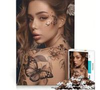 Puzzle da 1000 pezzi per adulti, raffigurante una bellissima ragazza con una farfalla Gioco rompicapo, antistress e ideale per rafforzare il legame di coppia 38x52cm