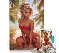 Puzzle da 1000 pezzi per adulti, raffigurante una bellissima ragazza sulla spiaggia Gioco pratico, impegnativo e stimolante, ideale come decorazione da scrivania 50x75cm