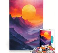 Puzzle da 1000 pezzi per adulti raffigurante una catena montuosa al tramonto opera d'arte digitale antistress sfida impegnativa collezione d'artista belle arti 38x26cm