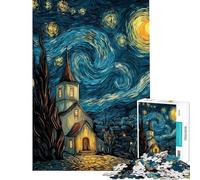 Puzzle da 1000 pezzi per adulti raffigurante una chiesa nella notte stellata un gioco pratico per passare il tempo durante le vacanze compleanni e Natale (dimensioni 50x75cm)