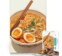 Puzzle da 1000 pezzi per adulti,raffigurante una ciotola di ramen con uova e bacchette,con bordi puliti,ideale per sviluppare abilità logiche,per momenti di relax e come decorazione natalizia 38x26cm