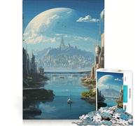 Puzzle da 1000 pezzi per adulti, raffigurante una città fantastica con luna e skyline, gioco educativo, stimola l'analisi e la logica, ideale come regalo di compleanno o di viaggio 50x75cm