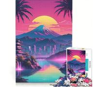 Puzzle da 1000 pezzi per adulti, raffigurante una città giapponese e una montagna, un gioco fai-da-te per tutta la famiglia, ideale per rafforzare il legame di coppia 50x75cm