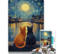 Puzzle da 1000 pezzi per adulti raffigurante una coppia di gatti, un gioco stimolante, ideale come regalo per tutta la famiglia, 38x26cm