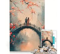 Puzzle da 1000 pezzi per adulti raffigurante una coppia su un ponte in fiore, gioco educativo, attività per famiglie, per rafforzare l'amore tra le coppie 50x75cm