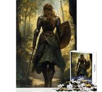 Puzzle da 1000 pezzi per adulti raffigurante una dama cavaliere nella foresta Un gioco rompicapo perfetto per tutta la famiglia ideale come regalo di compleanno (38x52cm)
