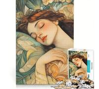 Puzzle da 1000 pezzi per adulti raffigurante una donna addormentata e fiori gioco interattivo gara di velocità manuale con pezzi a incastro di forma casuale 50x75cm