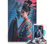 Puzzle da 1000 pezzi per adulti raffigurante una donna asiatica con maschera e drago Un gioco divertente che allena la mente e la manualità, ideale come regalo per tutta la famiglia 38x52cm
