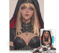 Puzzle da 1000 pezzi per adulti, raffigurante una donna bionda con un abito nero con cappuccio Gioco pratico, antistress, ideale come regalo per tutta la famiglia 38x26cm