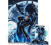 Puzzle da 1000 pezzi per adulti,raffigurante una donna celeste con le corna e uno sfondo lunareGioco creativo con intagli precisi,ideale per rilassarsi e creare un'atmosfera rilassante come regalo
