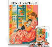 Puzzle da 1000 pezzi per adulti raffigurante una donna con gatto in stile Henri Matisse Gioco rompicapo antistress divertente ogni pezzo è unico 38x26cm